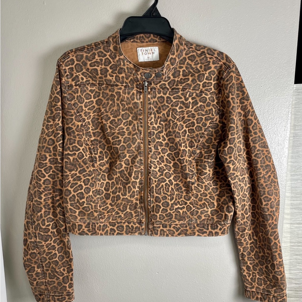 Tinseltown Cropped Jacket Leopard Print